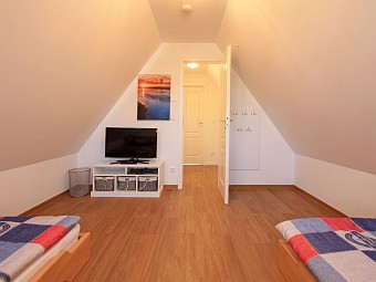 Ein Schlafzimmer im ausgebauten Spitzboden
